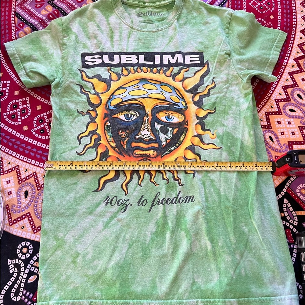 Sublime Logo T-Shirt, Small Tie dye Green, Full Color Graphics, Vintage!
